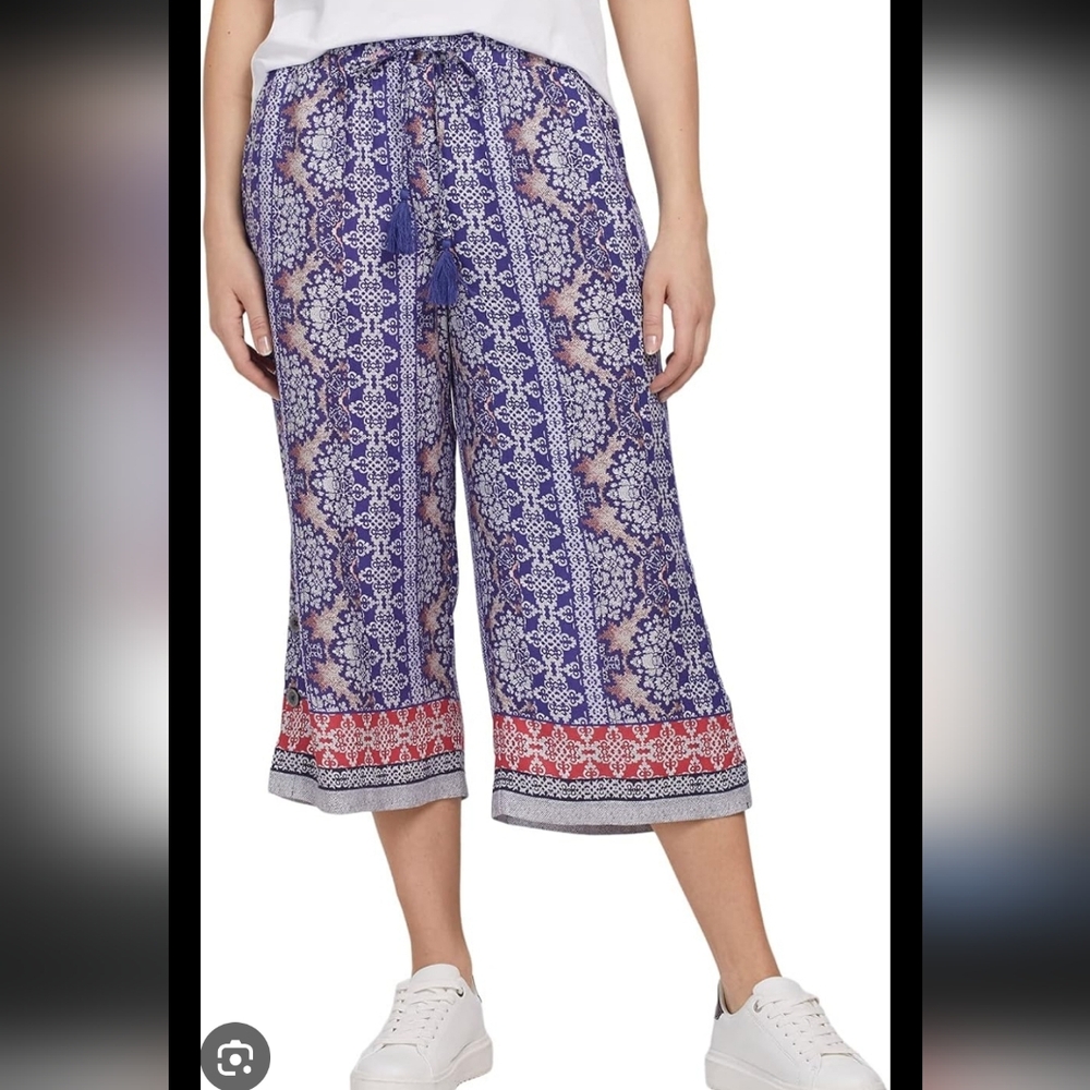 Tribal Blue and Red Patterned Capris